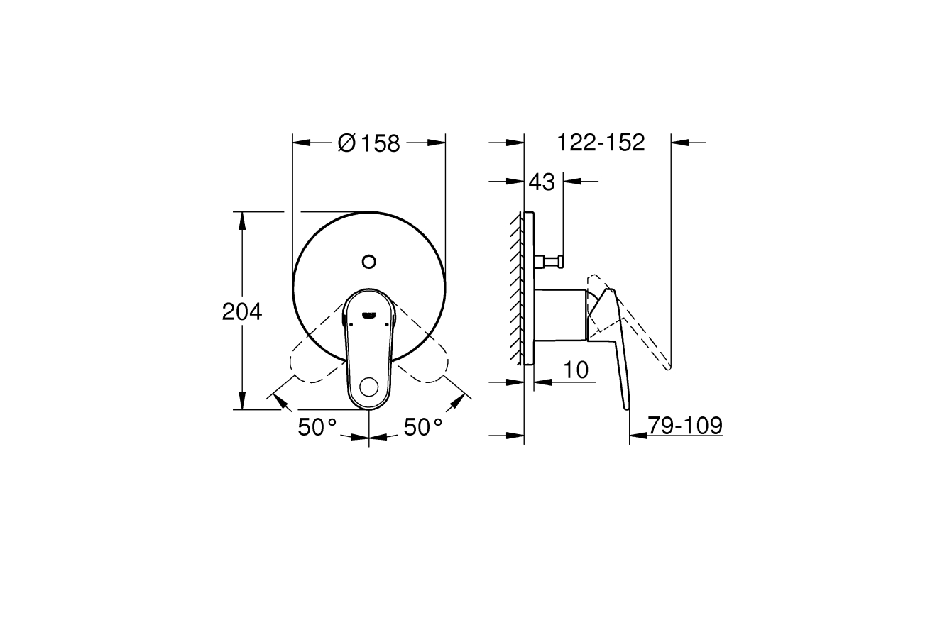 Внешняя часть смесителя для ванны GROHE Europlus, хром (24060002)