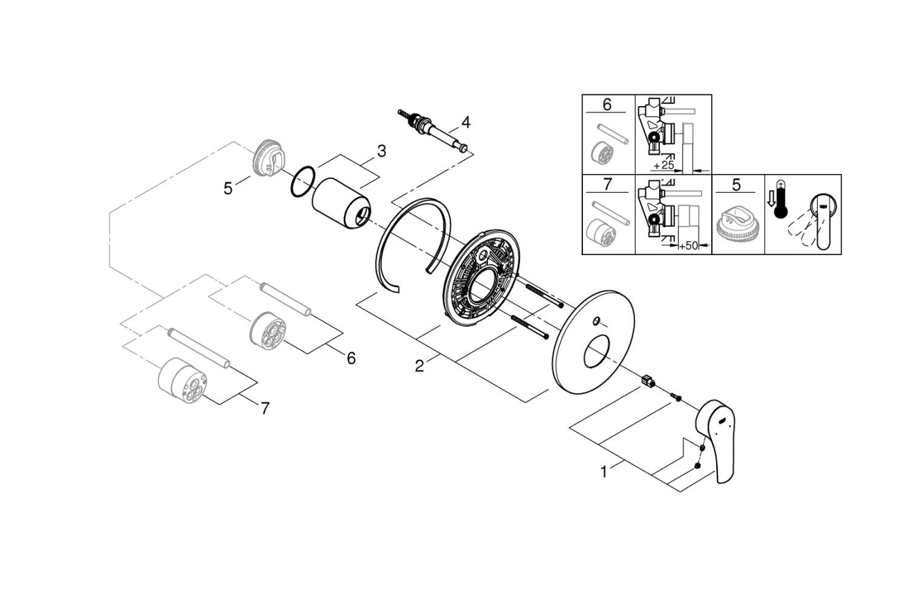 Внешняя часть смесителя для ванны GROHE Eurosmart, хром (19450003)