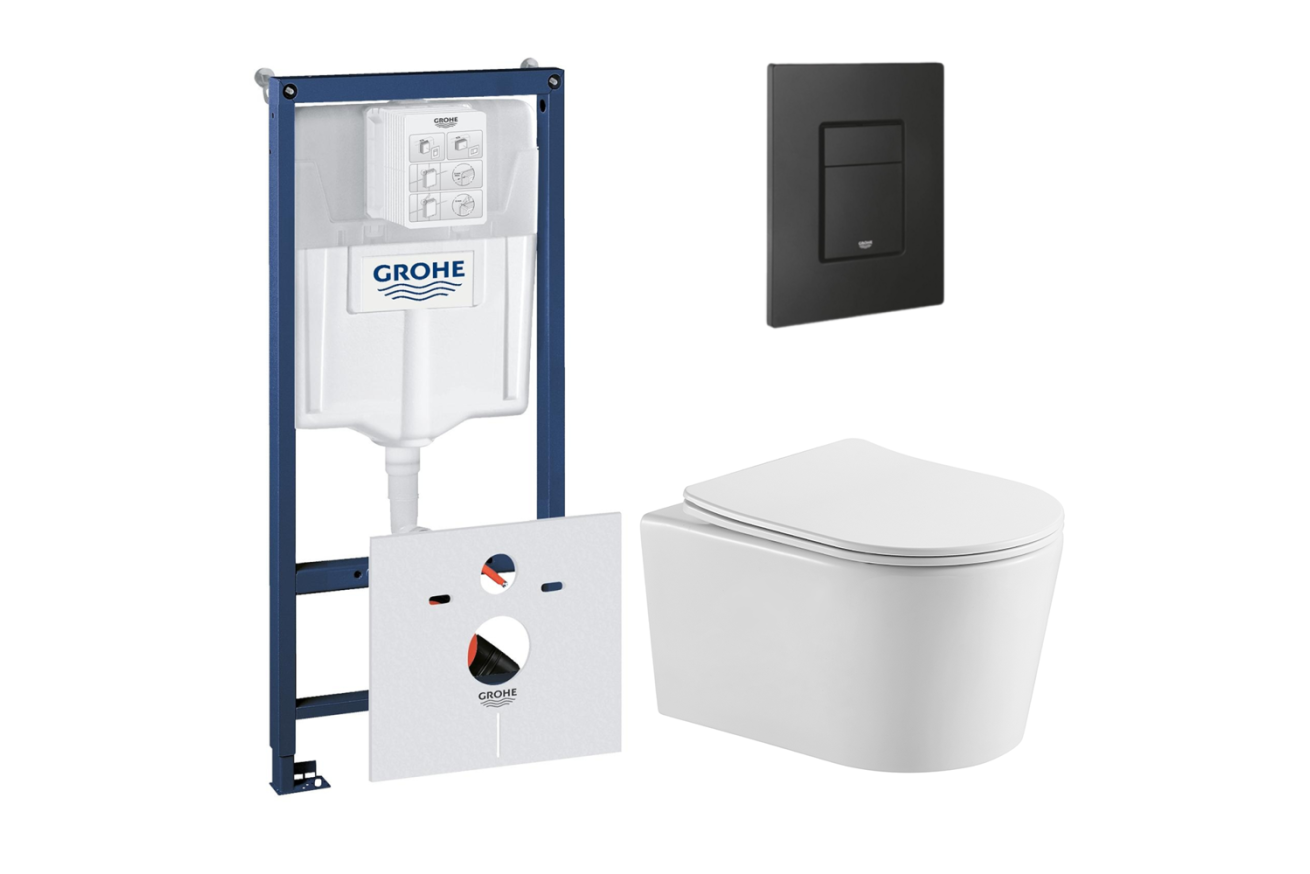 Комплект инсталляции GROHE 38811KF0 с унитазом Aquatek ОБЕРОН и сиденьем с микролифтом (NW0524)