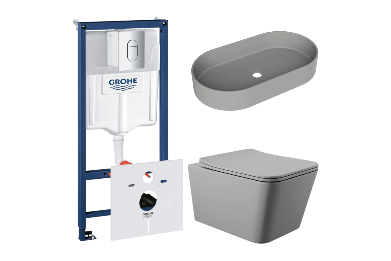 Комплект инсталляции GROHE Rapid SL NW0145/S с унитазом Aqueduto MACIO MAC0130 и раковиной Aqueduto ESPIRAL ESP0230 (NW0445)