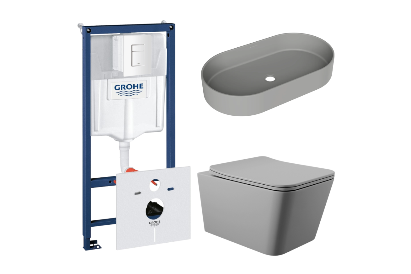 Комплект инсталляции GROHE Rapid SL 38772SH0 с унитазом Aqueduto MACIO MAC0130 и раковиной Aqueduto ESPIRAL ESP0230 (NW0444)
