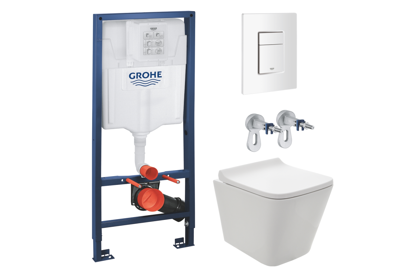 Комплект инсталляции GROHE 38772SH0 с унитазом Aquatek МИЯ и сиденьем с микролифтом (NW0160/S)