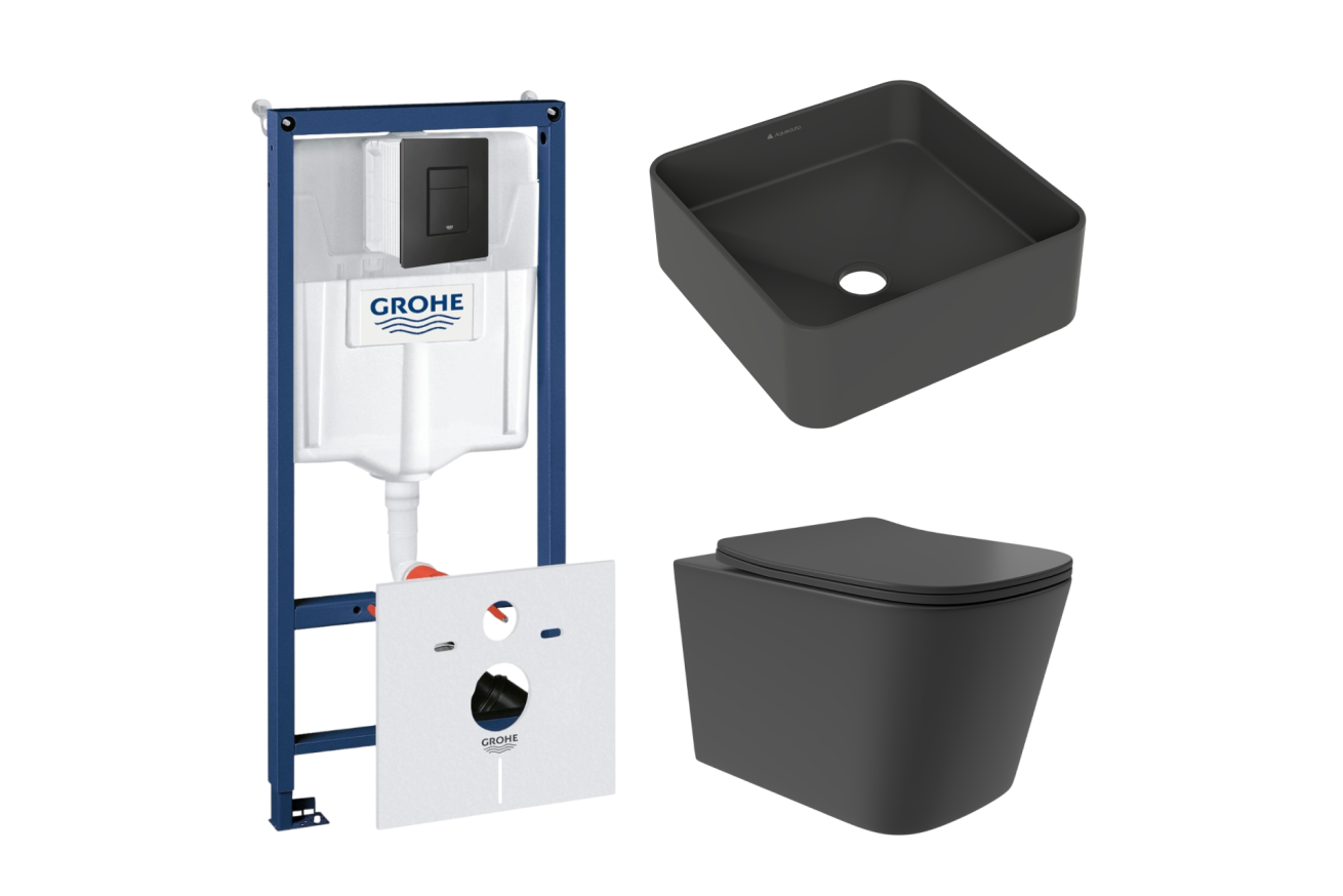 Комплект инсталляции GROHE Solido 38811KF0 с унитазом Aqueduto MACIO Plus MACТ0240 и раковиной Aqueduto ESPIRAL ESP0340 (NW0395)