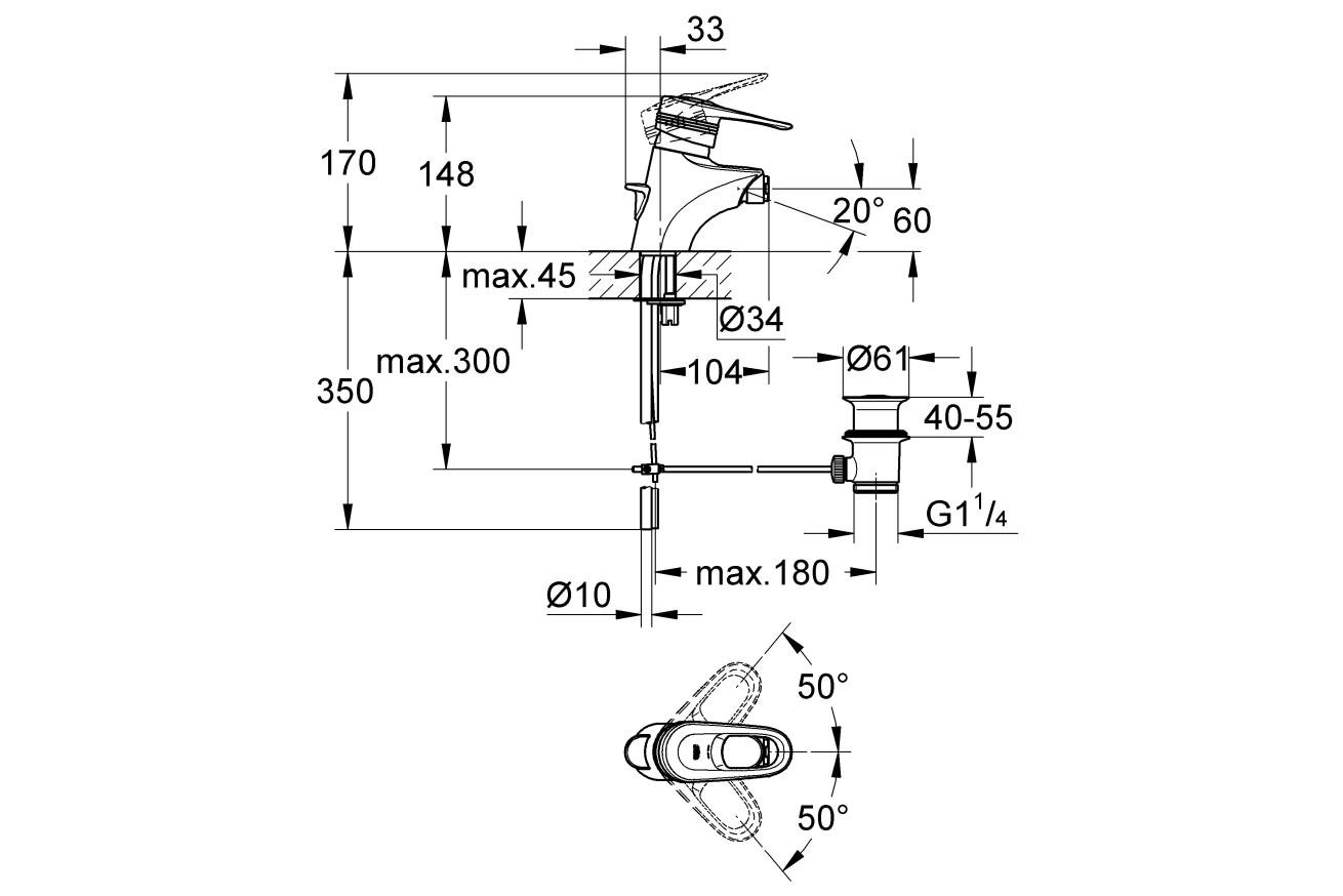 Смеситель для биде GROHE Europlus, хром (33241000)