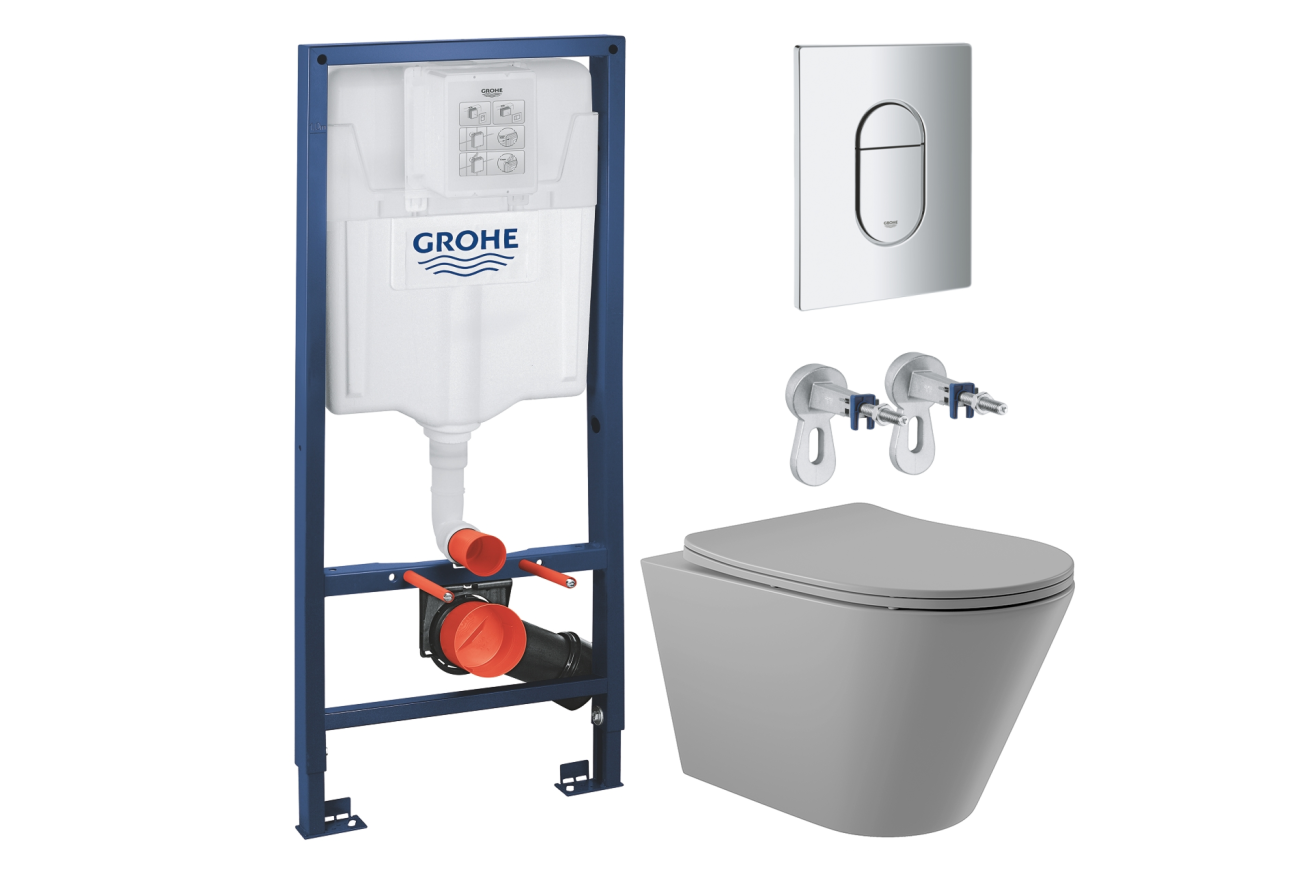Комплект инсталляции GROHE Rapid SL NW0145/S с унитазом Aqueduto CONE CON0130 и раковиной Aqueduto ESPIRAL D400 ESP0130 (NW0409)