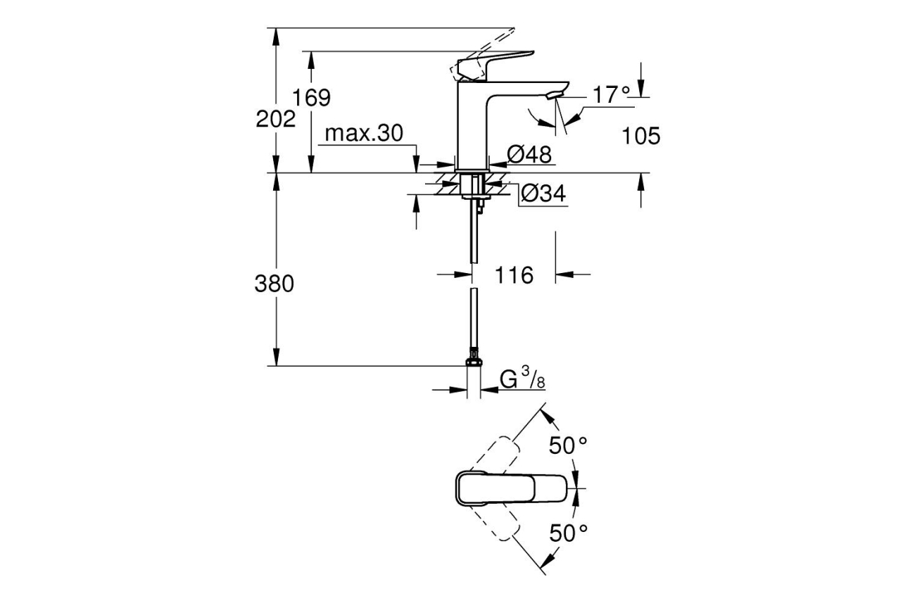 Смеситель для раковины GROHE Cubeo, M-size, черный (1017552430)