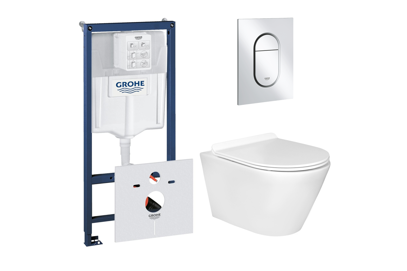 Комплект инсталляции GROHE NW0145/S с унитазом Aquatek АЛЬФА и сиденьем с микролифтом (NW0203)