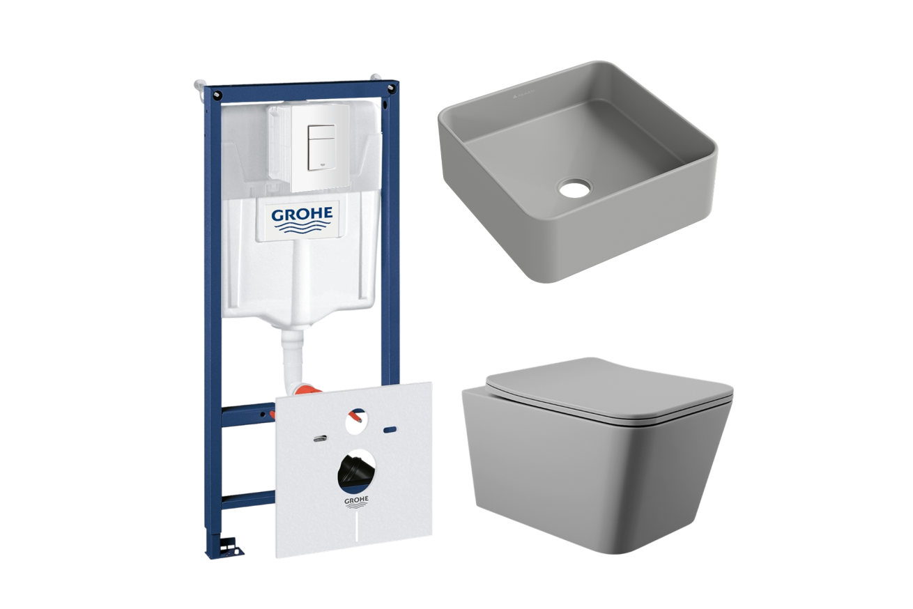 Комплект инсталляции GROHE Rapid SL 38772SH0 с унитазом Aqueduto MACIO MAC0130 и раковиной Aqueduto ESPIRAL ESP0330 (NW0364)