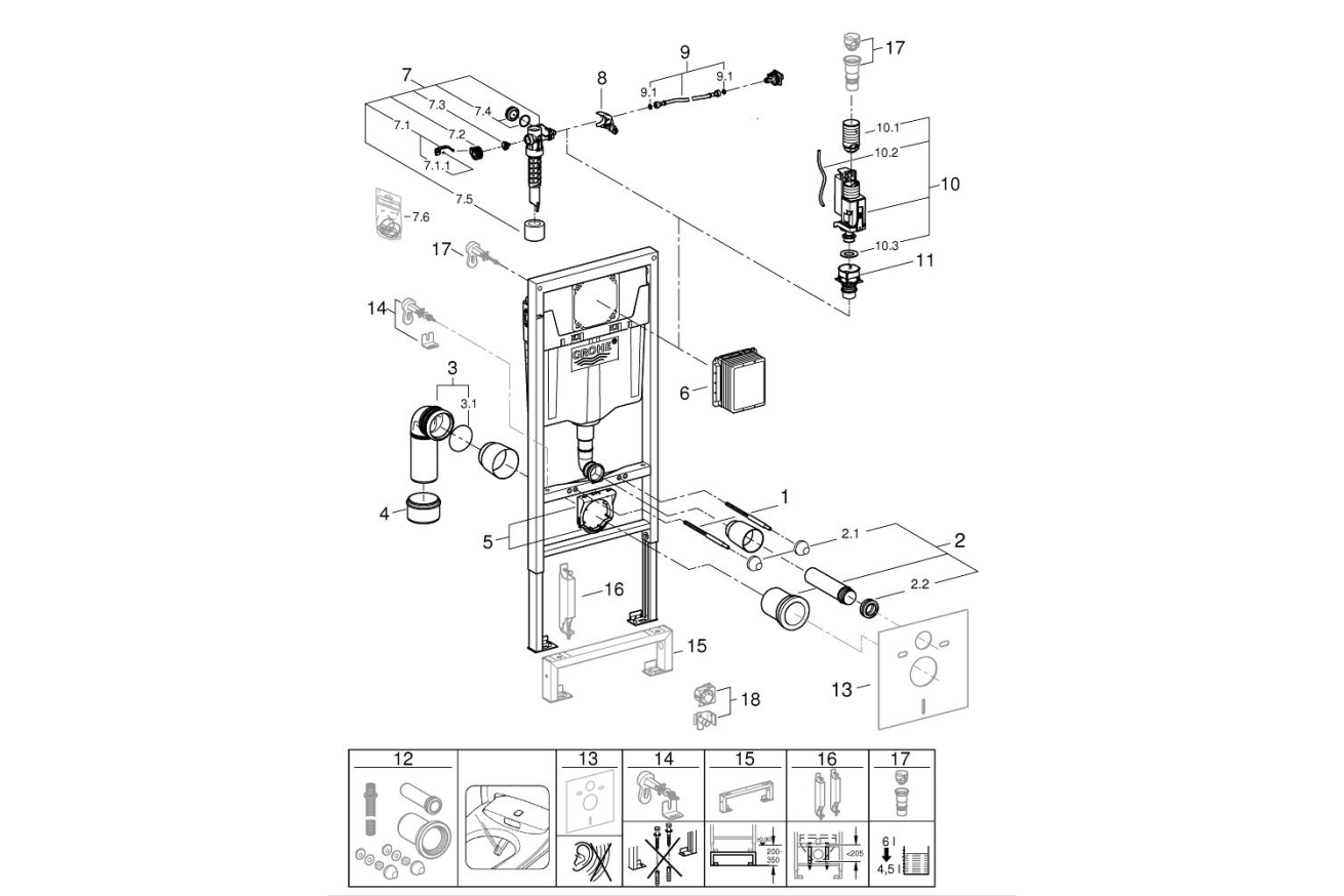 Система инсталляции для унитаза GROHE Rapid SL (38528001)