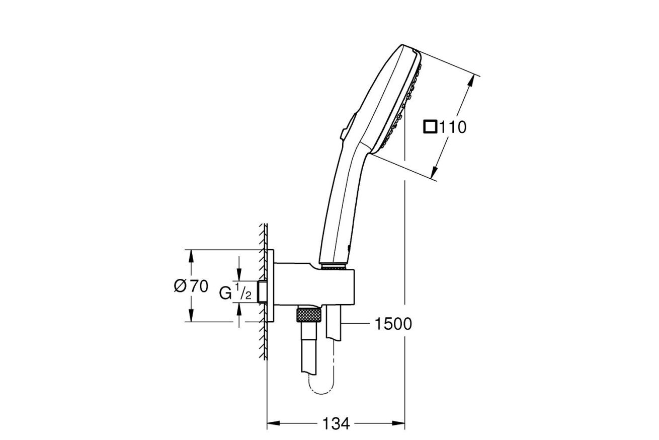 Душевой набор GROHE Tempesta Cube 110, 3 режима, 1500 мм, 7,4 л/мин, хром (26910003)