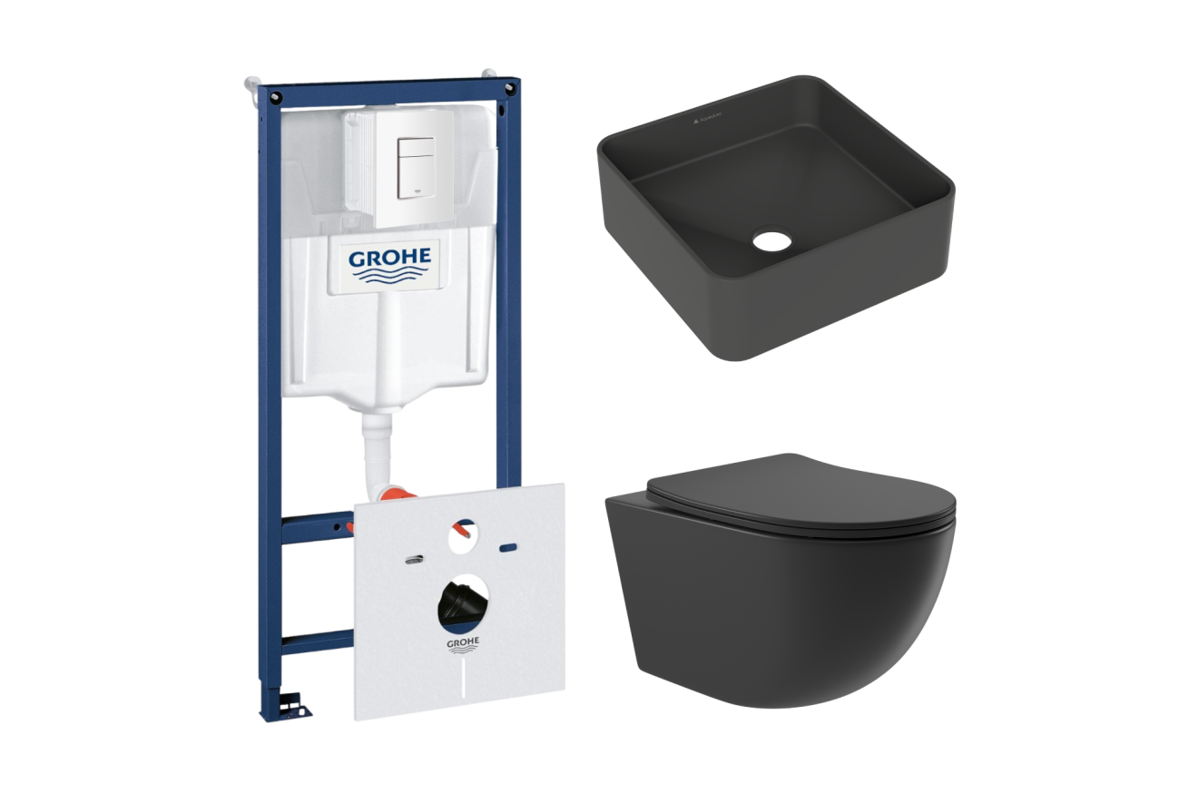 Комплект инсталляции GROHE Rapid SL 38772SH0 с унитазом Aqueduto OVO OVO0140 и раковиной Aqueduto ESPIRAL ESP0340 (NW0384)