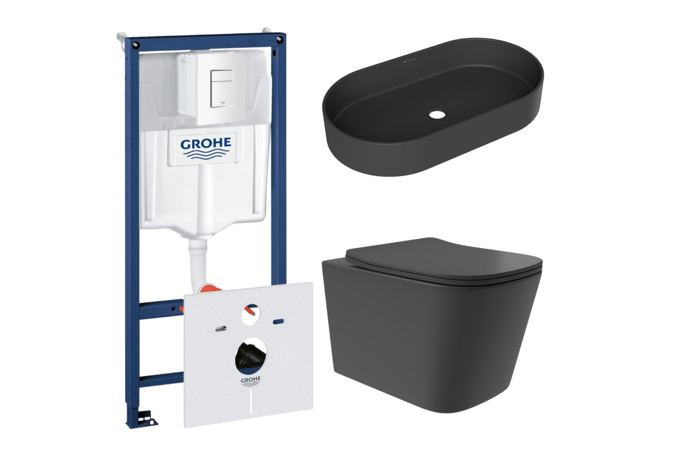 Комплект инсталляции GROHE Rapid SL 38772SH0 с унитазом Aqueduto MACIO Plus MACТ0240 и раковиной Aqueduto ESPIRAL ESP0240 (NW0476)