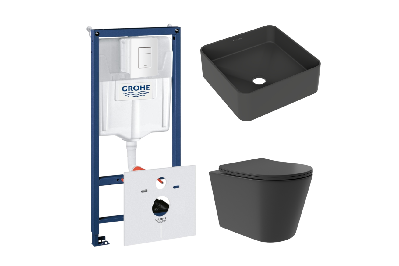 Комплект инсталляции GROHE Rapid SL 38772SH0 с унитазом Aqueduto OVO Plus OVOT0240 и раковиной Aqueduto ESPIRAL ESP0340 (NW0380)