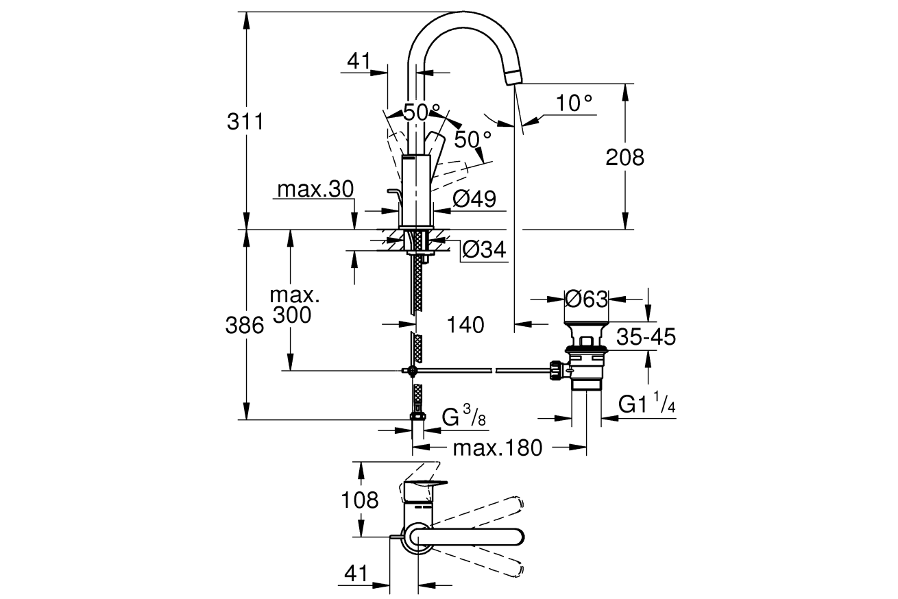 Готовый комплект для ванной комнаты GROHE BauEdge (NB0050)