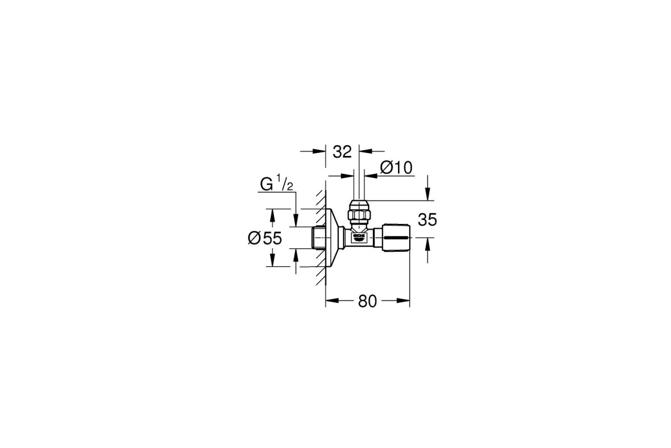 Вентиль угловой GROHE 1/2 дюйма-3/8 дюйма, 1 шт, холодный рассвет, глянец (22037GL0)