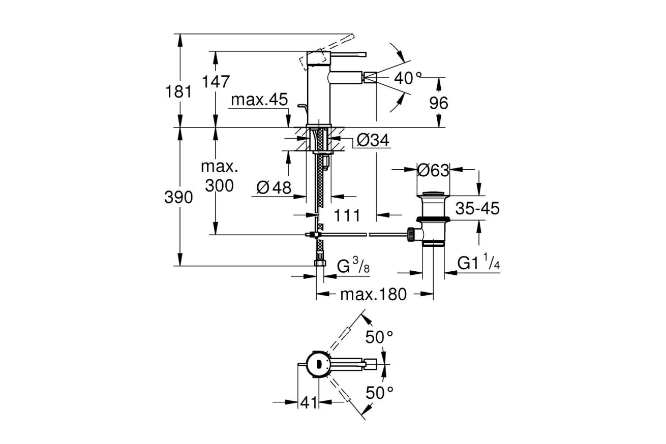 Смеситель для биде GROHE Essence, S-size, никель глянцевый (24178BE1)