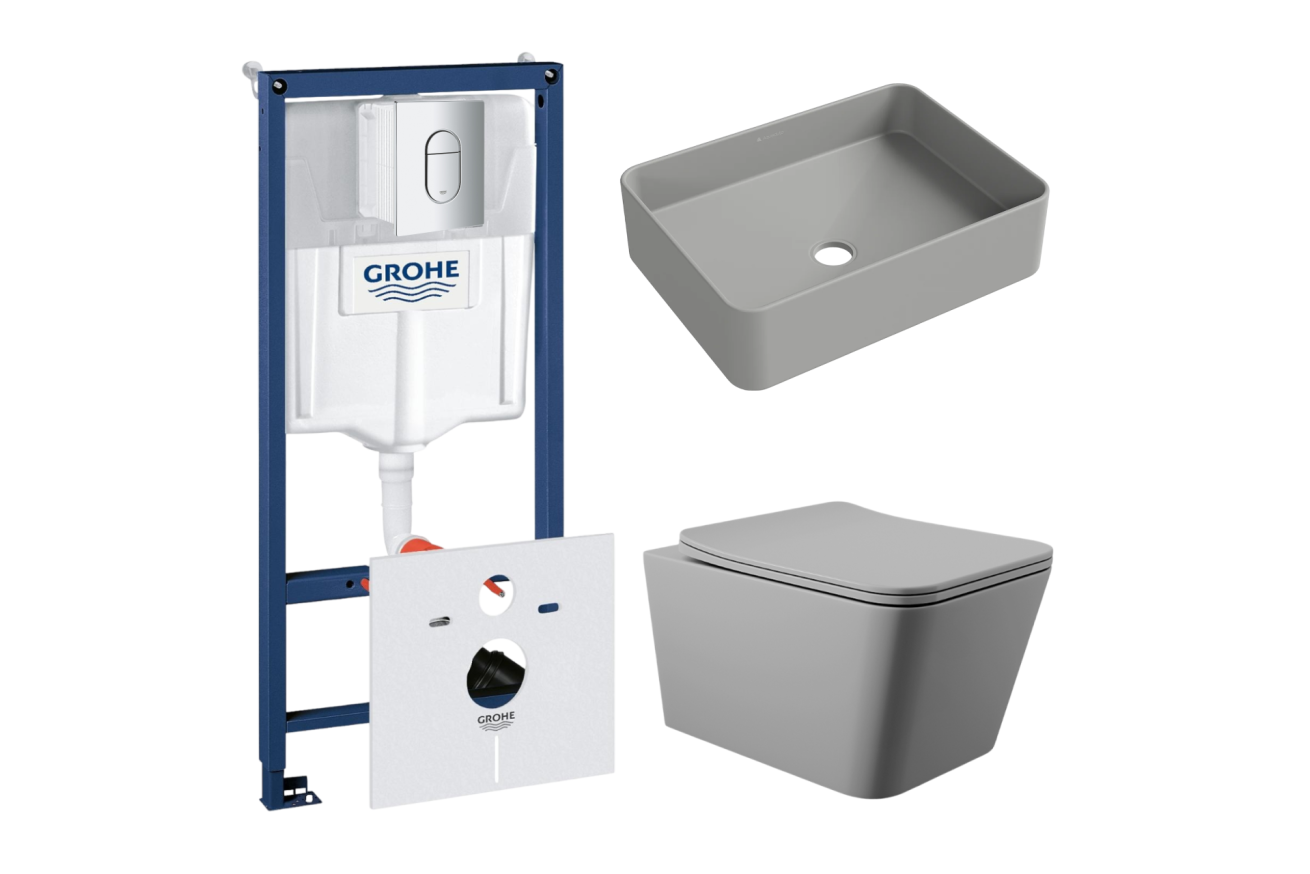 Комплект инсталляции GROHE Rapid SL NW0145/S с унитазом Aqueduto MACIO MAC0130 и раковиной Aqueduto ESPIRAL ESP0430 (NW0485)