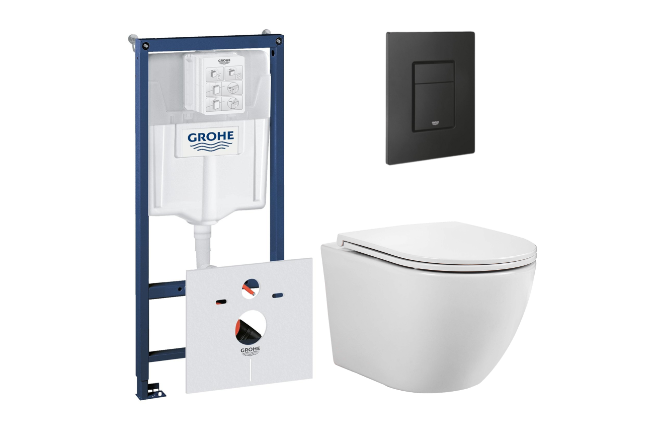 Комплект инсталляции GROHE 38811KF0 с унитазом Aquatek ЕВРОПА и сиденьем с микролифтом (NW0153)