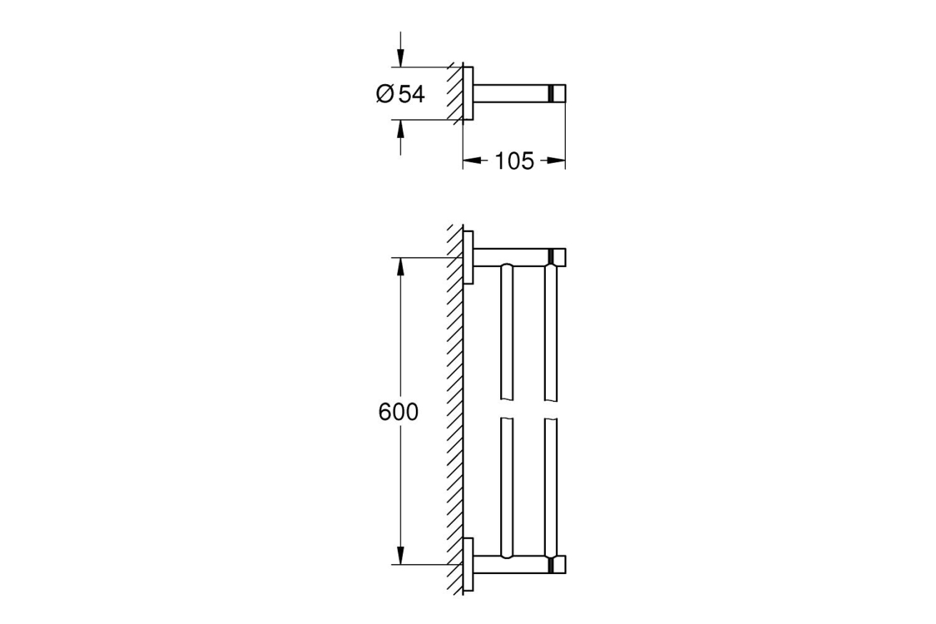 Держатель для полотенца GROHE Essentials 600 мм, двойной, хром (40802001)