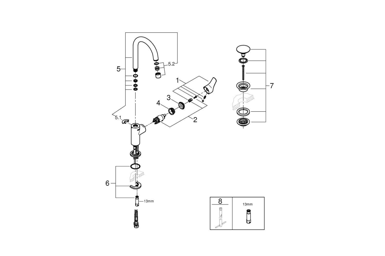 Смеситель для раковины GROHE Eurosmart, L-size, хром (23970003)