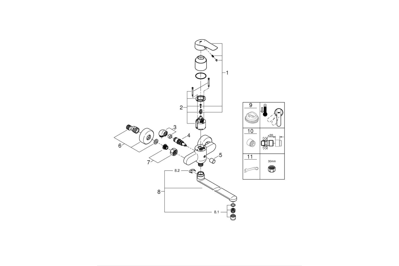 Смеситель для ванны GROHE Eurosmart, хром (23992003)