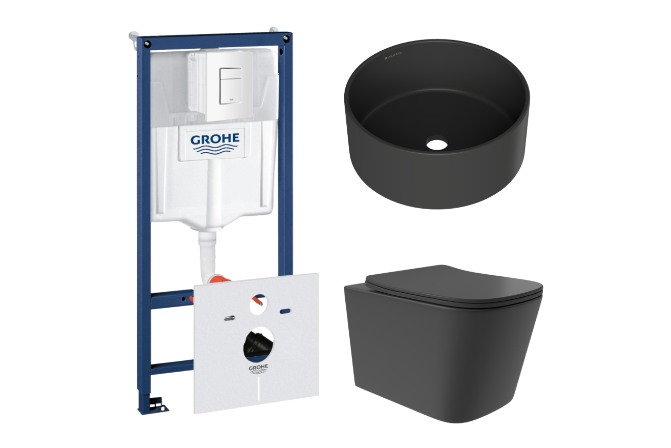 Комплект инсталляции GROHE Rapid SL 38772SH0 с унитазом Aqueduto MACIO Plus MACТ0240 и раковиной Aqueduto ESPIRAL D400 ESP0140 (NW0436)