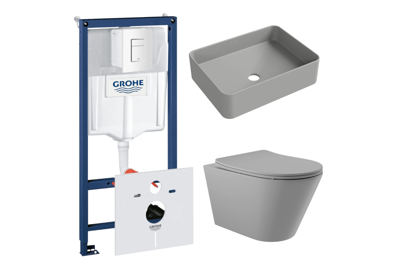 Комплект инсталляции GROHE Rapid SL 38772SH0 с унитазом Aqueduto CONE CON0130 и раковиной Aqueduto ESPIRAL ESP0430 (NW0488)