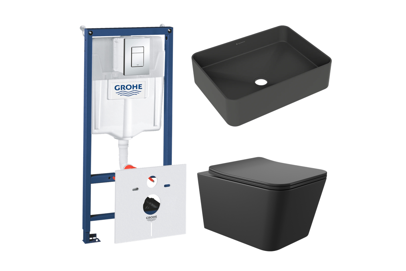 Комплект инсталляции GROHE Rapid SL 38775001 с унитазом Aqueduto MACIO MAC0140 и раковиной Aqueduto ESPIRAL ESP0440 (NW0506)