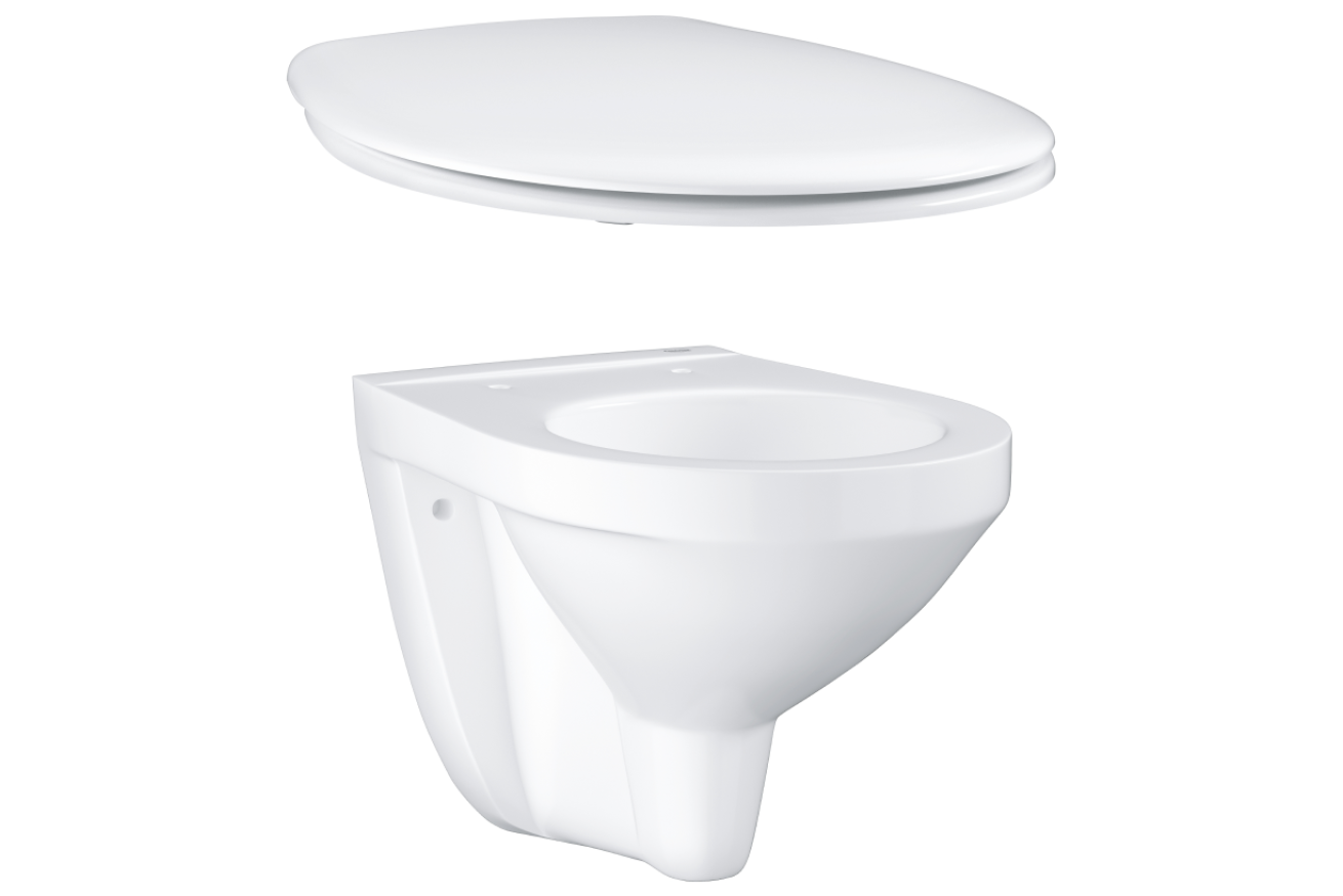Унитаз подвесной GROHE Bau Ceramic с сиденьем с микролифтом, альпин-белый (NW0105)