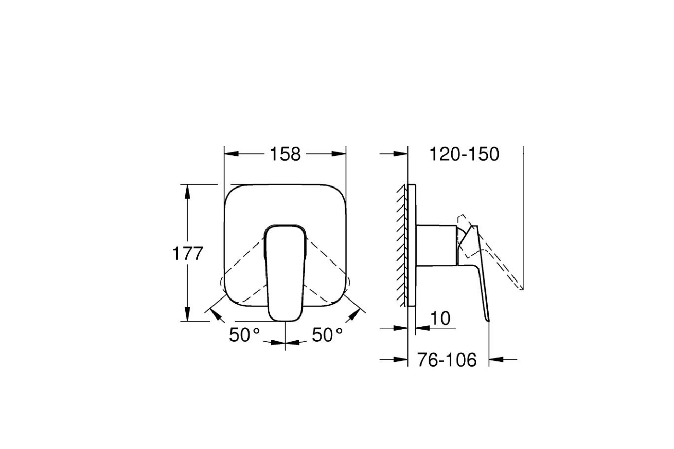 Внешняя часть смесителя для ванны GROHE Cubeo, хром (1017770000)