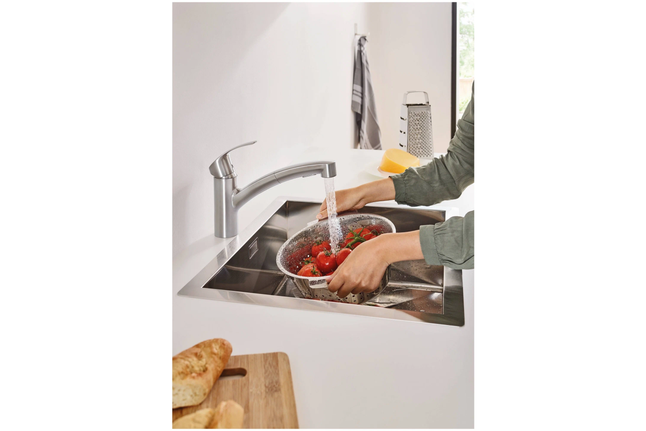 Смеситель для кухни GROHE Eurosmart с вытяжным душем, суперсталь (30305DC1)