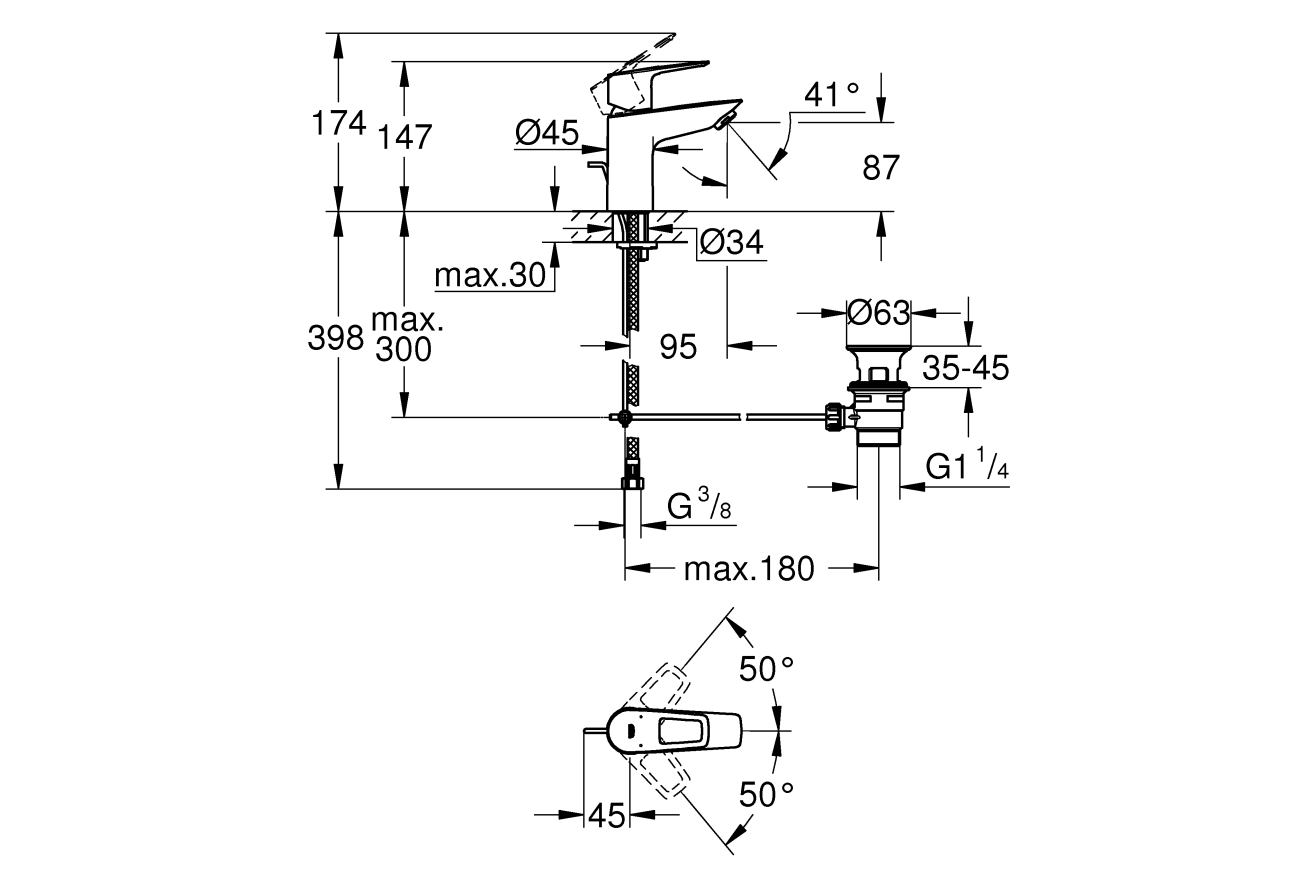 Смеситель для раковины GROHE BauLoop, S-size, хром (23877001)