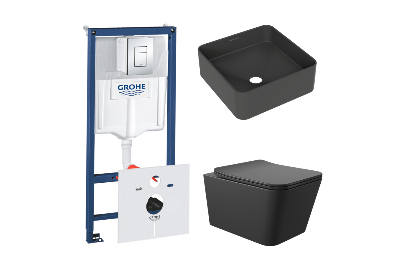 Комплект инсталляции GROHE Rapid SL 38775001 с унитазом Aqueduto MACIO MAC0140 и раковиной Aqueduto ESPIRAL ESP0340 (NW0386)