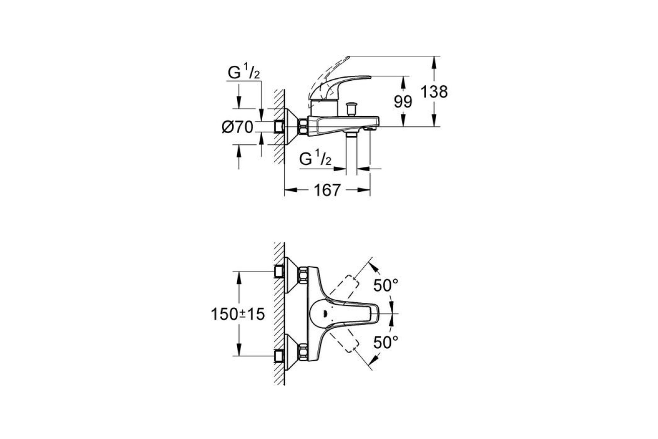 Душевая система GROHE Vitalio Start System 180 Flex со смесителем для ванны, хром (NSB0155)