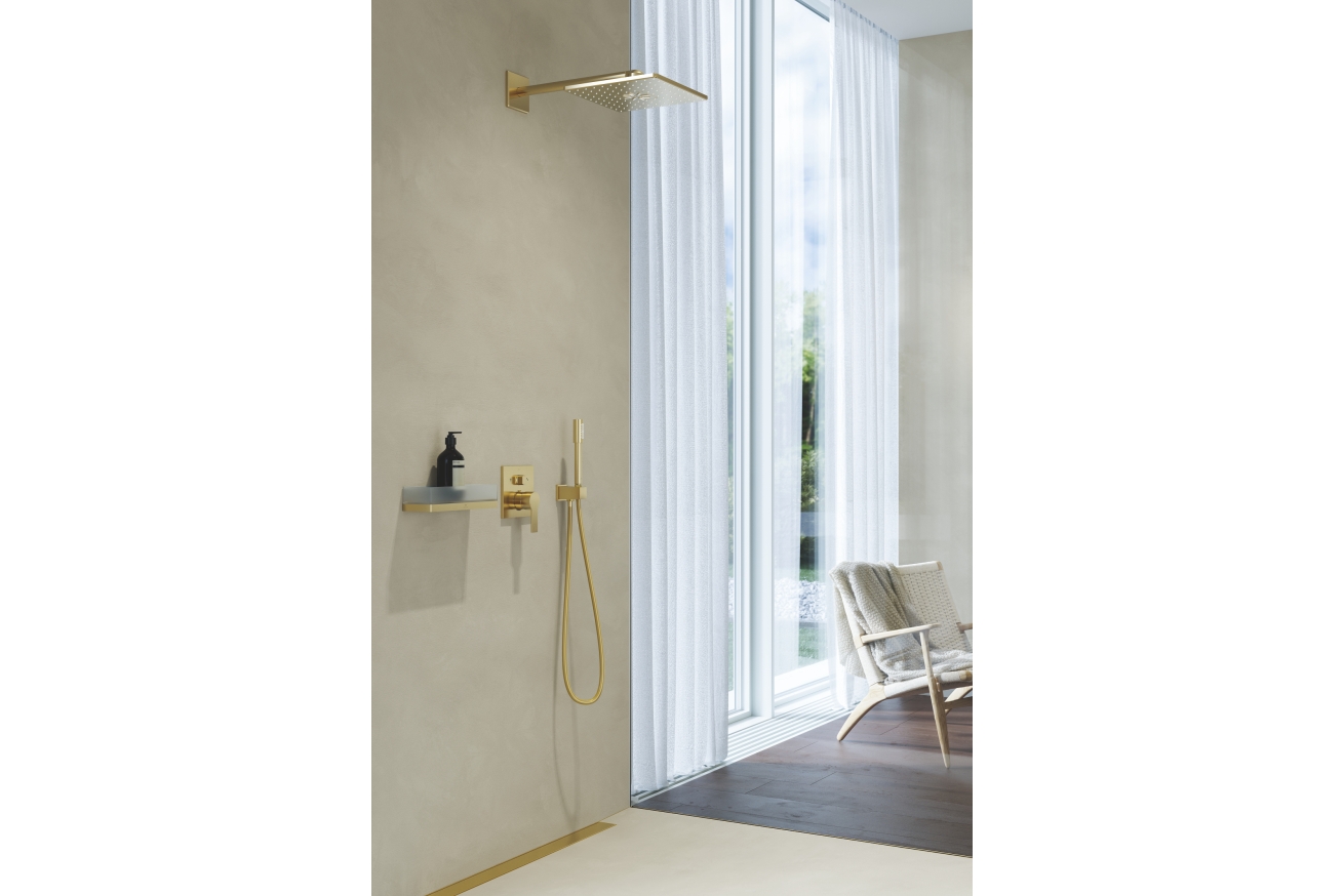 Внешняя часть смесителя для ванны GROHE Allure скрытого монтажа на 3 потребителя, квадратная, холодный рассвет матовый (29176GN1)
