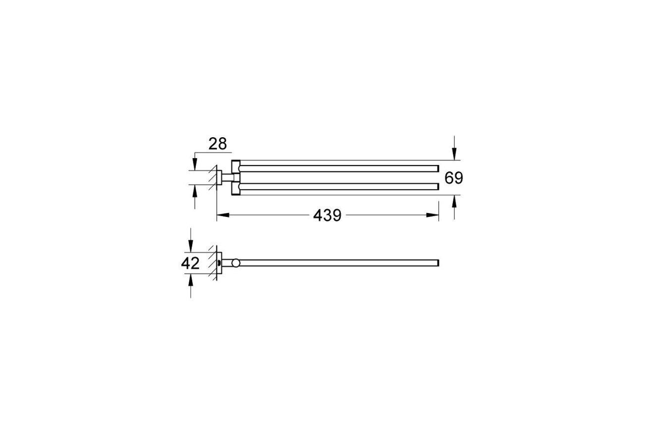 Держатель для полотенца GROHE Essentials Cube двойной, поворотный, хром (40624001)