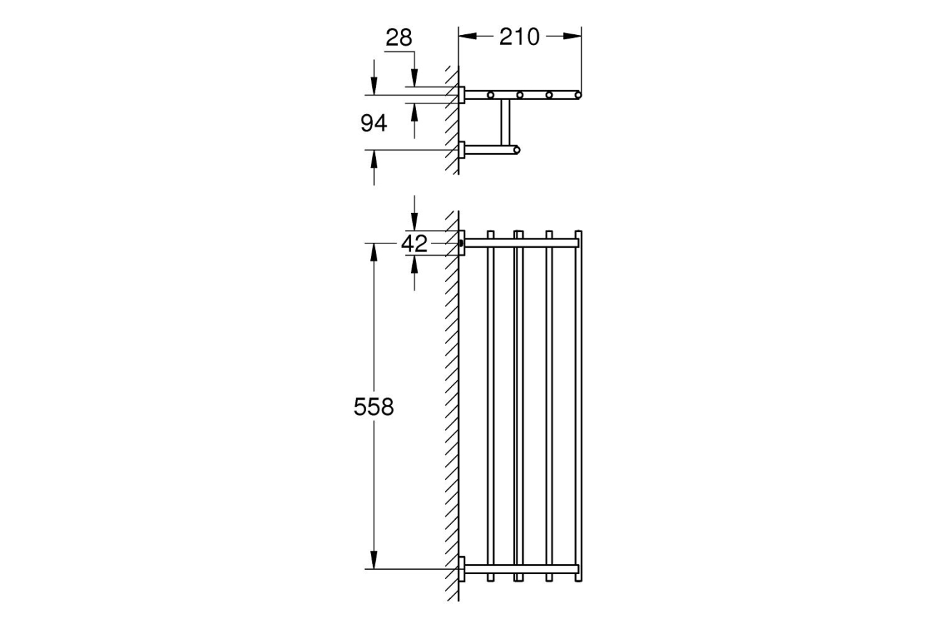 Полочка для полотенец GROHE Essentials Cube 600 мм, хром (40512001)