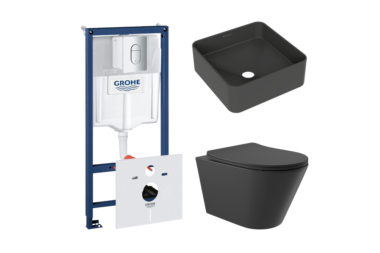 Комплект инсталляции GROHE Rapid SL NW0145/S с унитазом Aqueduto CONE CON0140 и раковиной Aqueduto ESPIRAL ESP0340 (NW0393)
