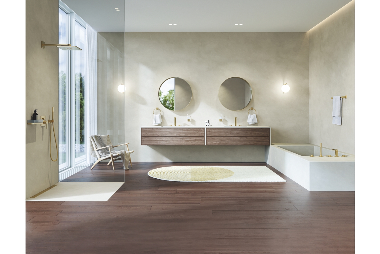 Внешняя часть смесителя для ванны GROHE Allure скрытого монтажа на 3 потребителя, квадратная, холодный рассвет матовый (29176GN1)