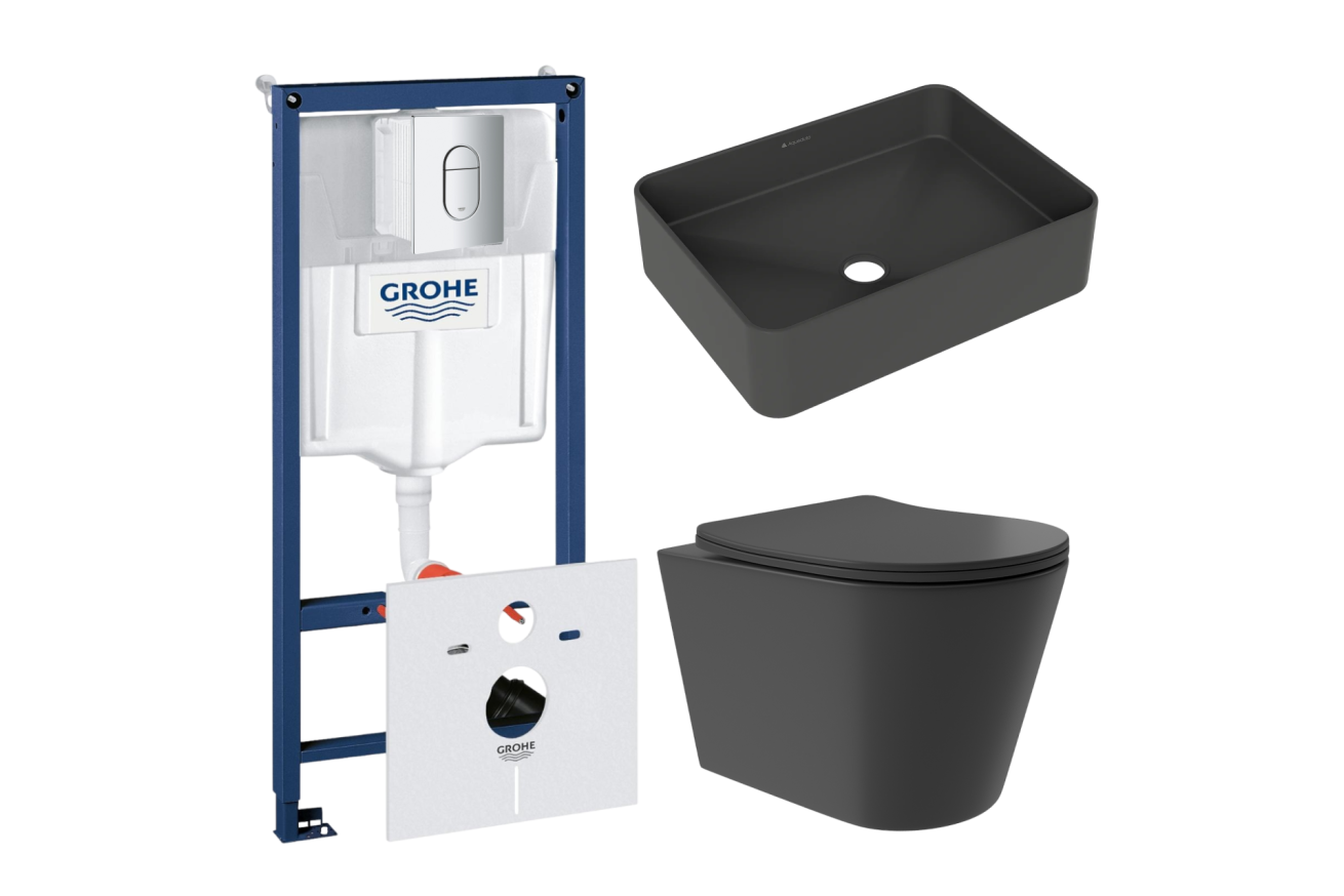 Комплект инсталляции GROHE Rapid SL NW0145/S с унитазом Aqueduto CONE Plus CONT0240 и раковиной Aqueduto ESPIRAL ESP0440 (NW0497)