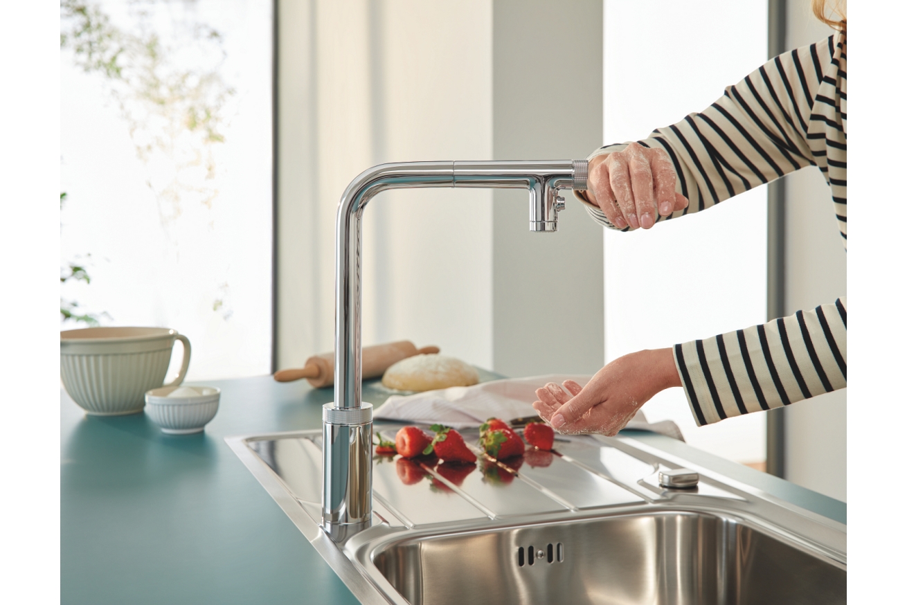 Смеситель для кухни GROHE Minta SmartControl с вытяжным изливом 2jet, хром (31889000)