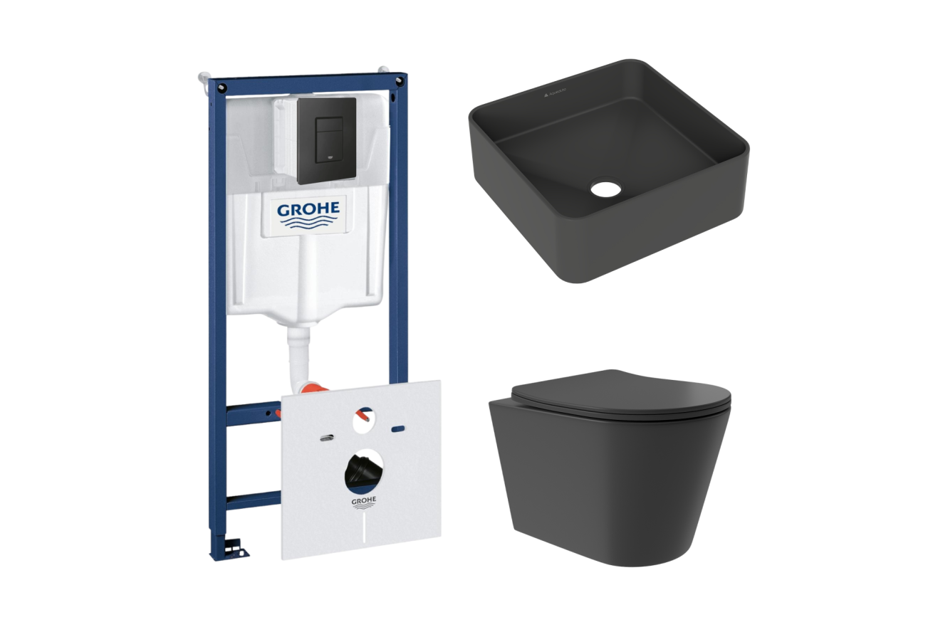 Комплект инсталляции GROHE Solido 38811KF0 с унитазом Aqueduto CONE Plus CONT0240 и раковиной Aqueduto ESPIRAL ESP0340 (NW0375)