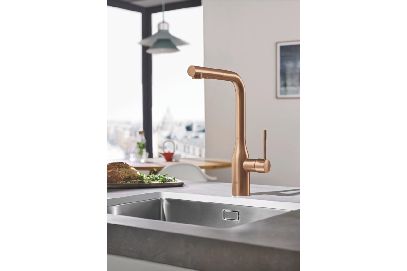 Смеситель для кухни GROHE Essence с вытяжным душем, теплый закат матовый (30270DL0)