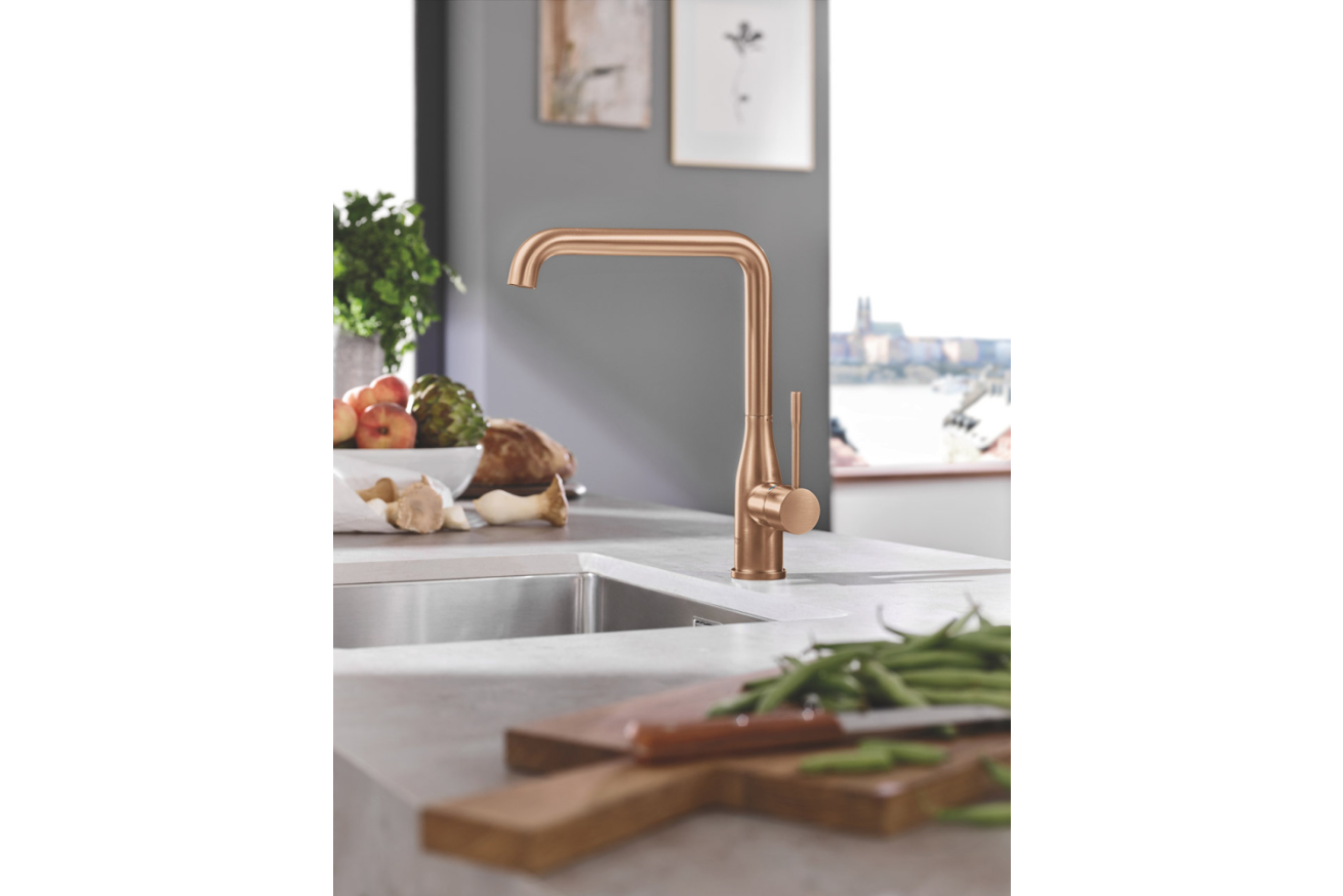 Смеситель для кухни GROHE Essence с вытяжным душем, теплый закат матовый (30270DL0)