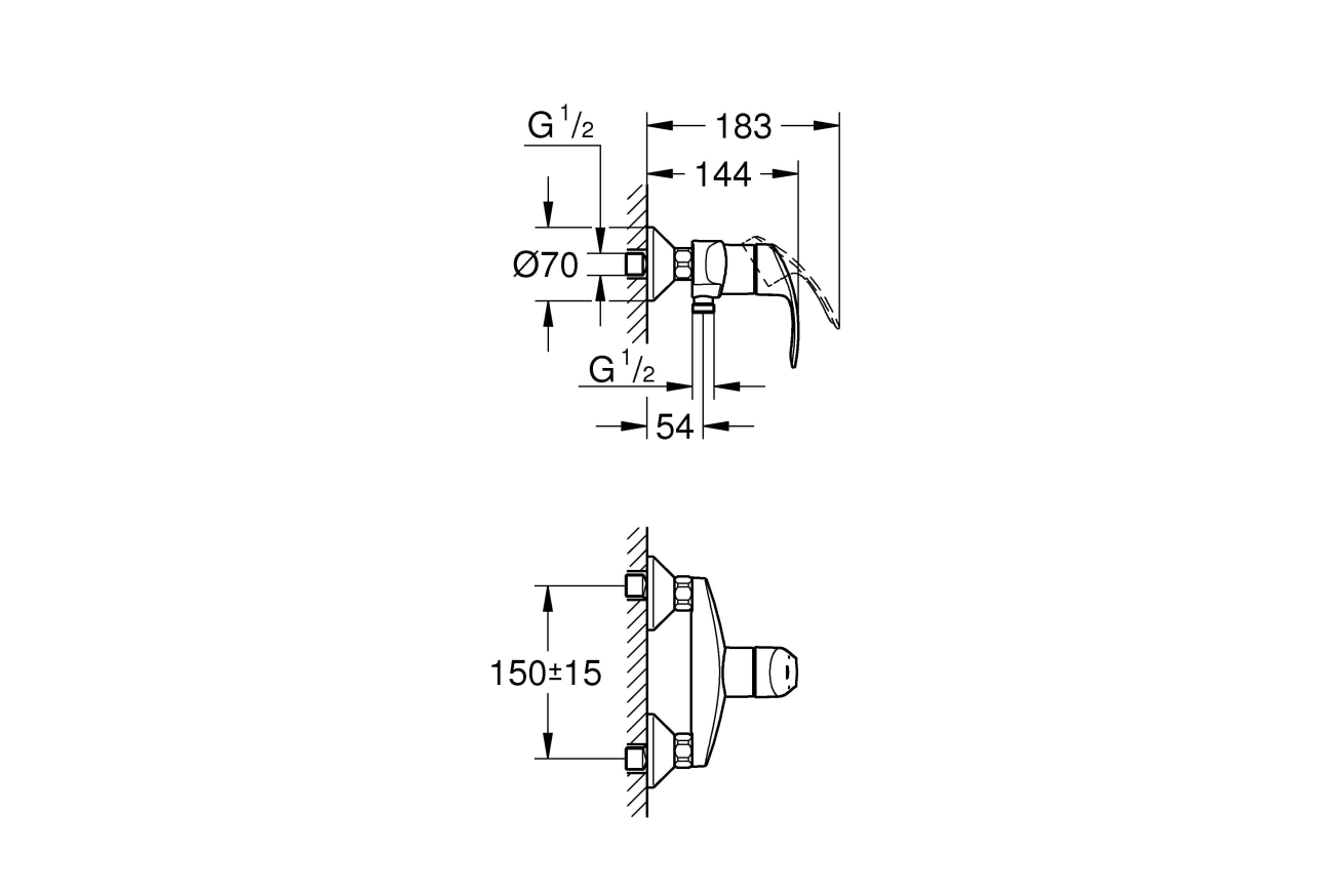 Готовый комплект для ванной комнаты GROHE Eurosmart с душевым гарнитуром (NB0027)