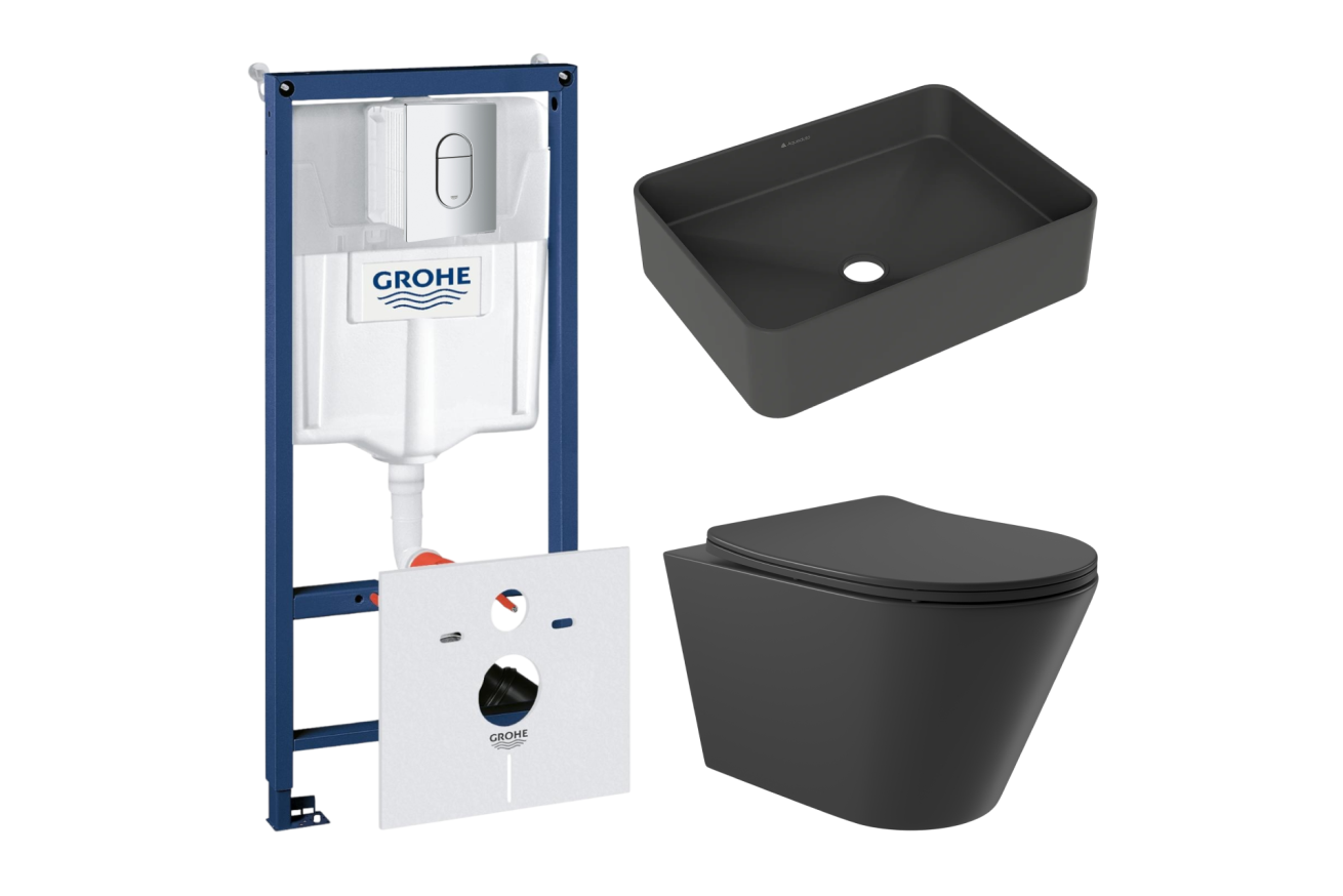 Комплект инсталляции GROHE Rapid SL NW0145/S с унитазом Aqueduto CONE CON0140 и раковиной Aqueduto ESPIRAL ESP0440 (NW0513)