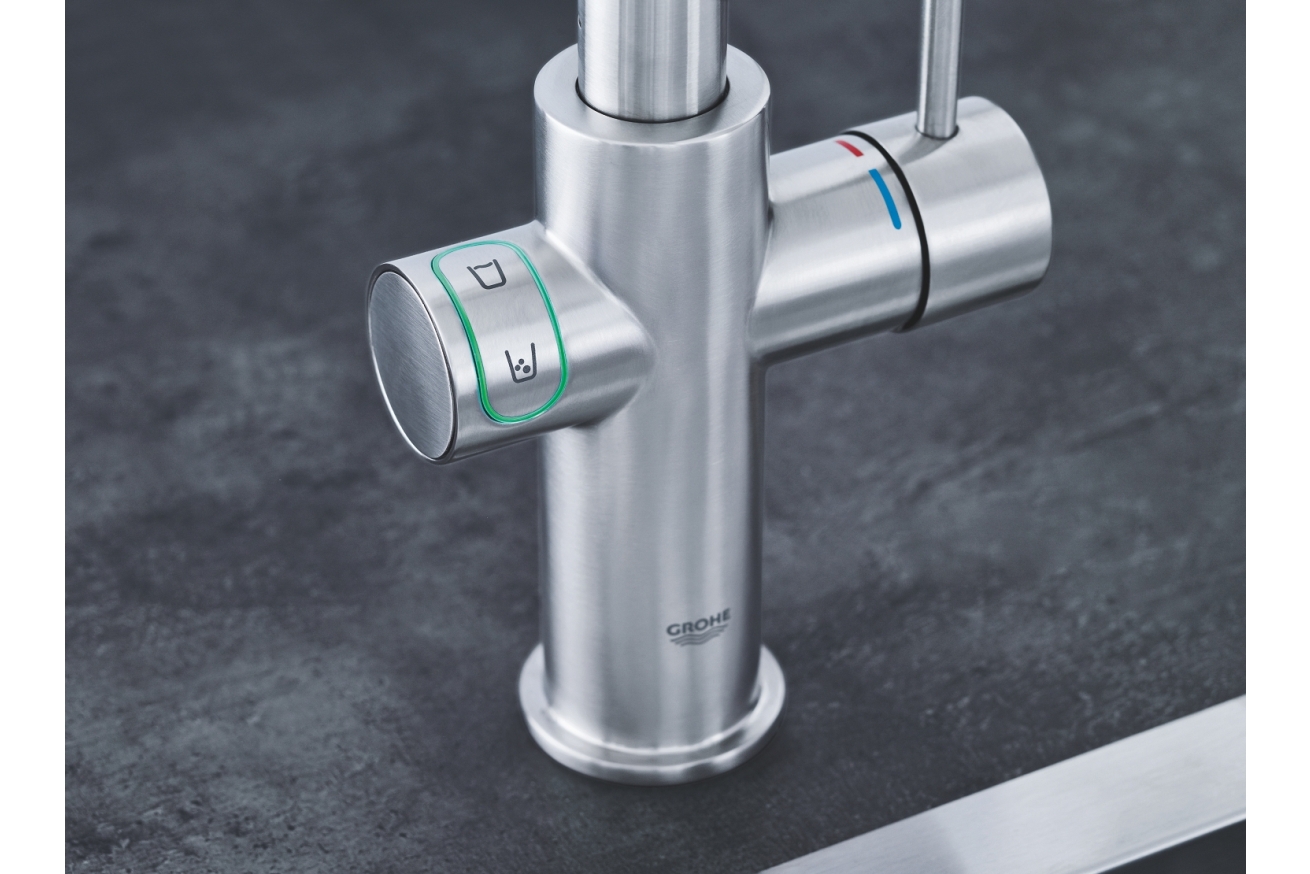 Смеситель для кухонной мойки GROHE Blue Home с системой фильтрации, охлаждения и газирования воды, суперсталь (31455DC1)