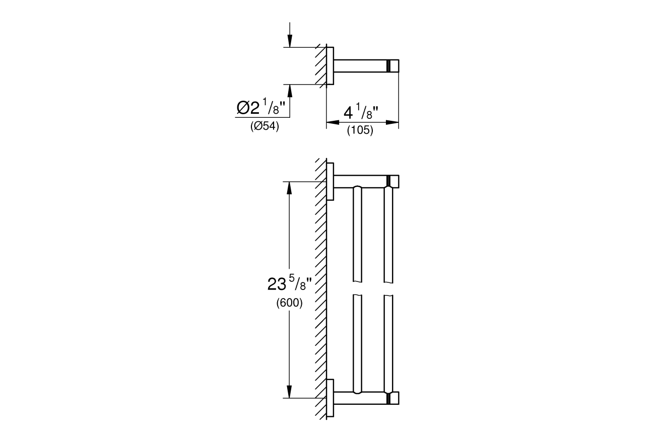 Держатель для полотенца GROHE Essentials 600 мм, двойной, никель глянец (40802BE1)