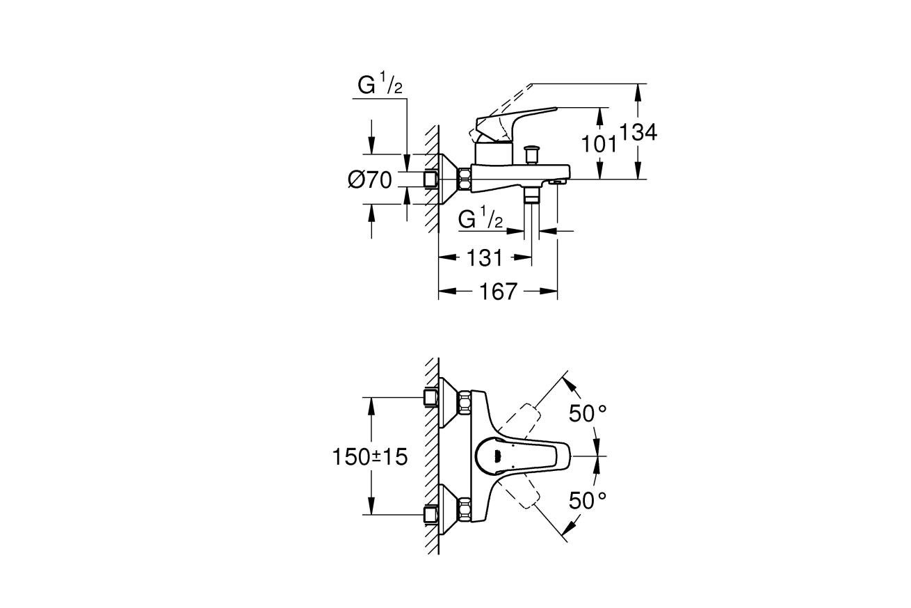 Душевая система GROHE Tempesta System 200 со смесителем для ванны, хром (NB0073/S)