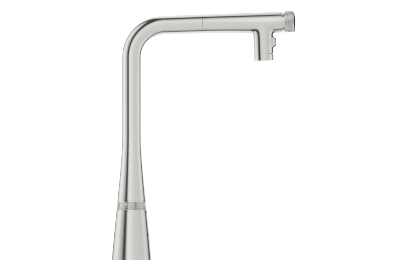 Смеситель для кухни GROHE Zedra SmartControl с вытяжным изливом 2jet, суперсталь (31886DC0)